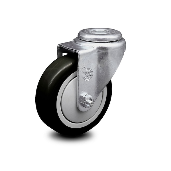 4 Inch Black Polyurethane Wheel Swivel Bolt Hole Caster